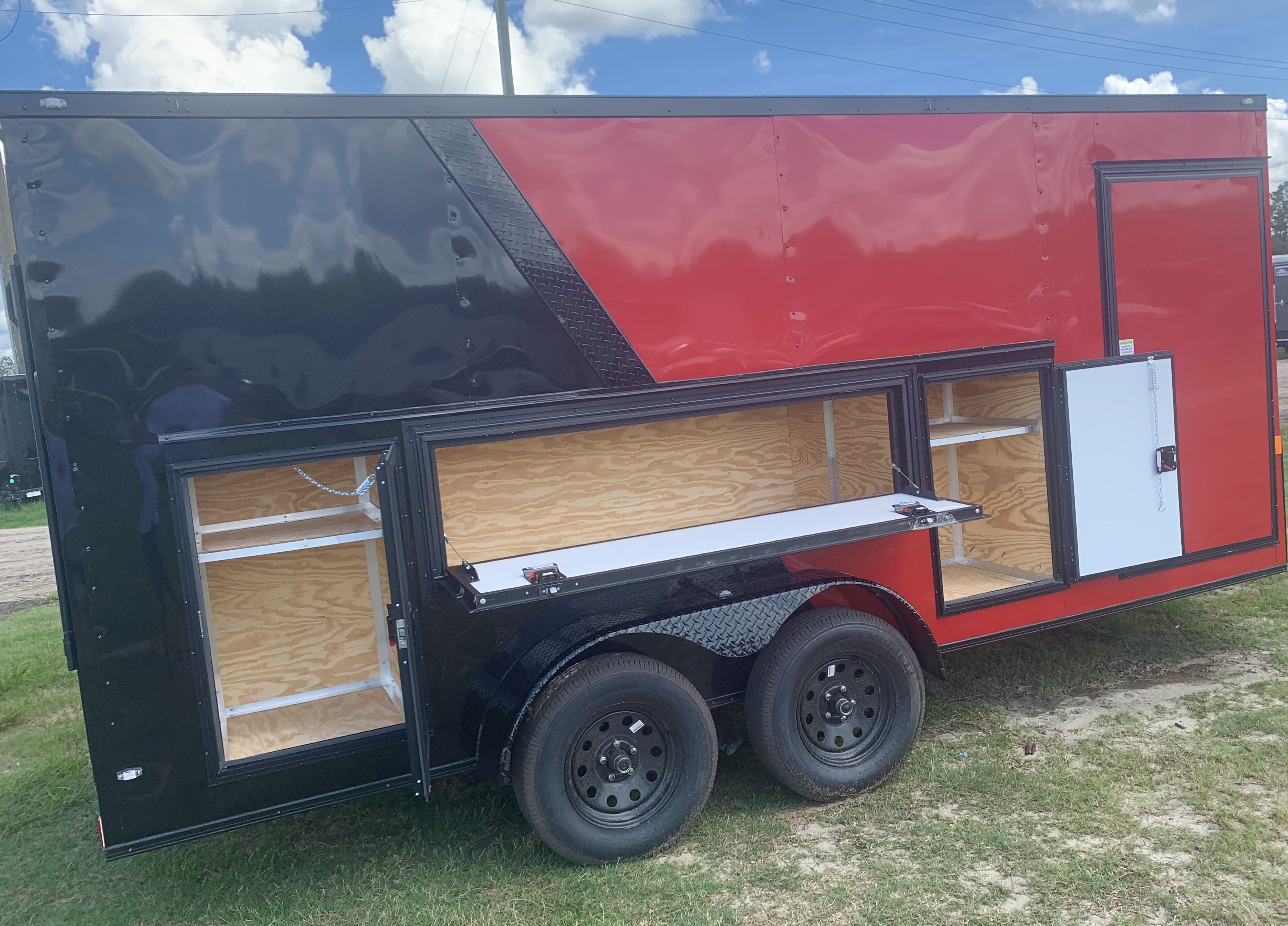 contractor enclosed cargo trailer with tool storage