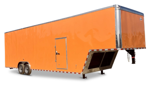 orange gooseneck trailer with side door