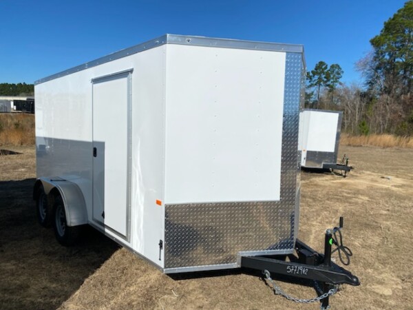 7x14 white standard enclosed cargo trailer tandem axle