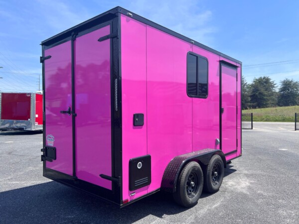 hot pink pet grooming trailer