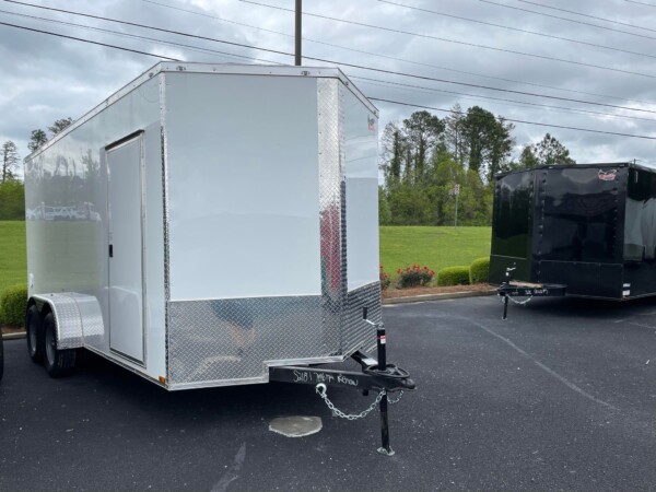 7 x 16TA White Custom Enclosed Cargo Trailer for Sale