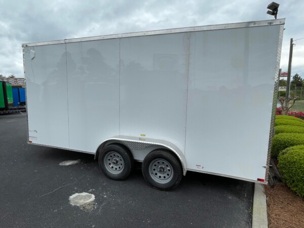 7 x 16TA White Custom Enclosed Cargo Trailer for Sale