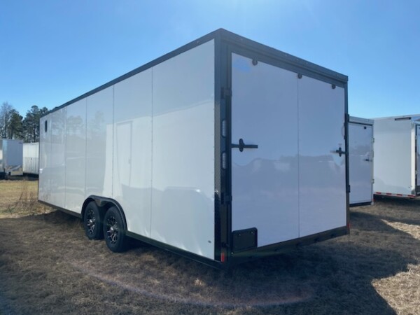 8.5x24 white blackout enclosed cargo trailer for sale