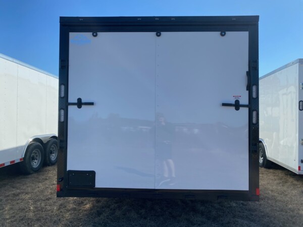 8.5x24 white blackout enclosed cargo trailer for sale