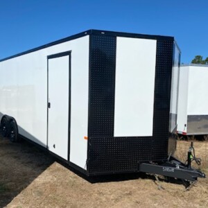 8.5x24 white blackout enclosed cargo trailer for sale