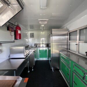 Piedmont Green Quality Cargo 8.5x16 TA3 mobile food concession trailer with blackout package and concession window.