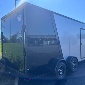 7x16 silver frost black out enclosed trailer for sale