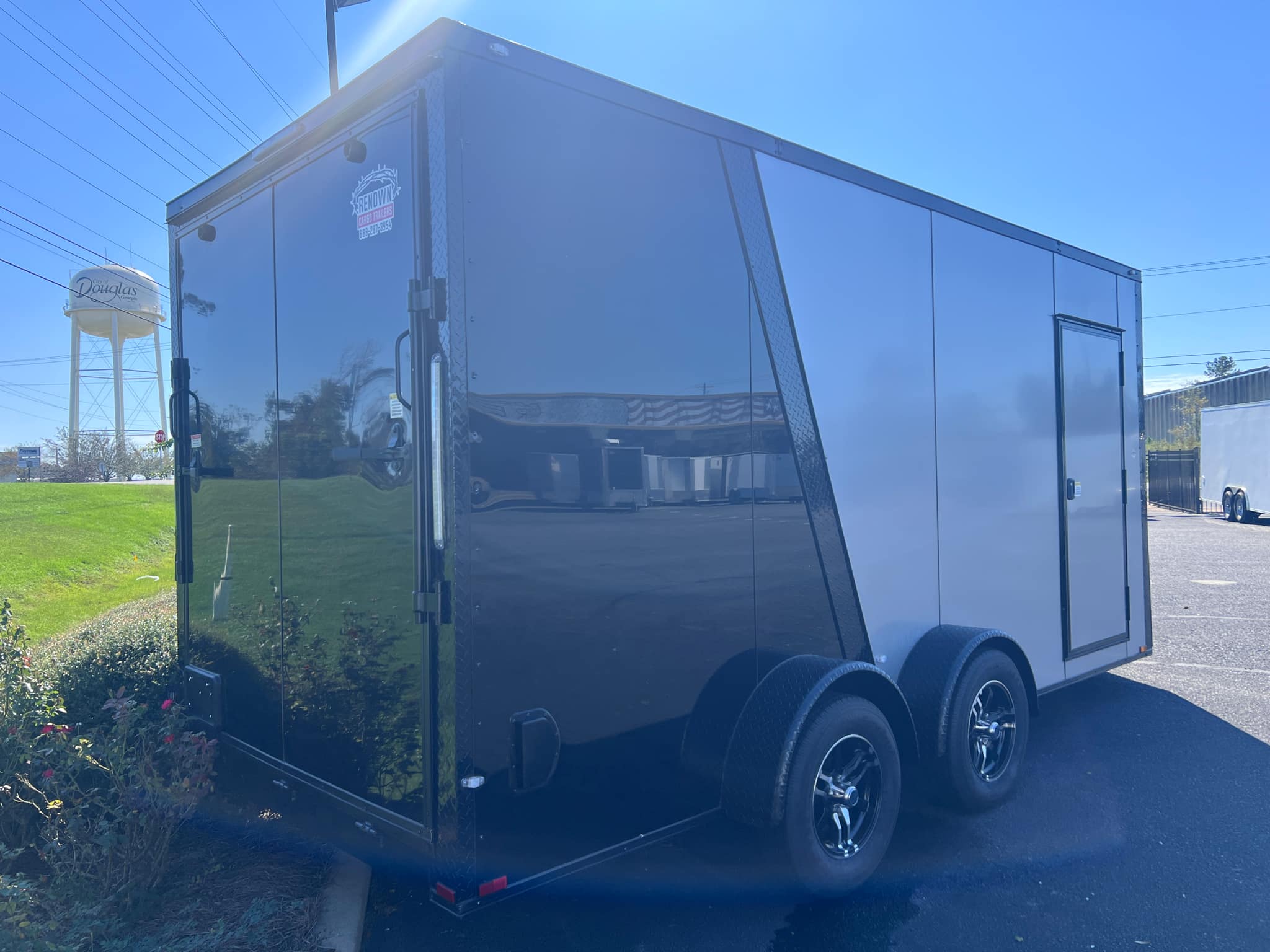 7x16 silver frost black out enclosed trailer for sale