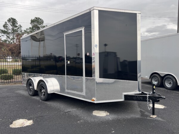 side view spartan black cargo trailer 7x16