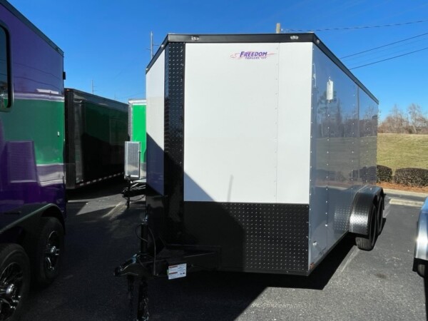 86089 7 X 14ta white BO ENCLOSED TRAILER