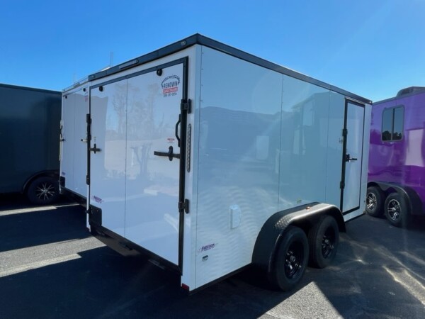 86089 7 X 14ta white BO ENCLOSED TRAILER