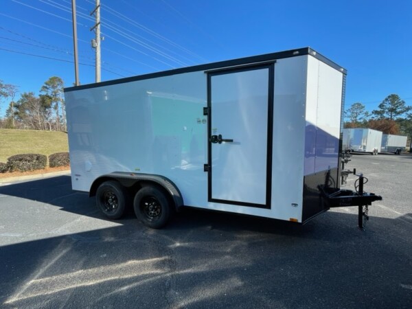 86089 7 X 14ta white BO ENCLOSED TRAILER