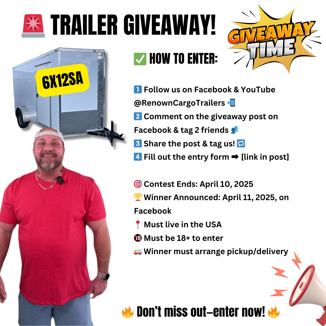 free trailer giveaway, renown cargo trailers, enclosed cargo trailers