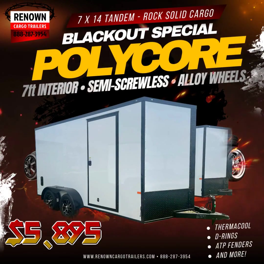 blackout polycore enclosed trailer on special sale