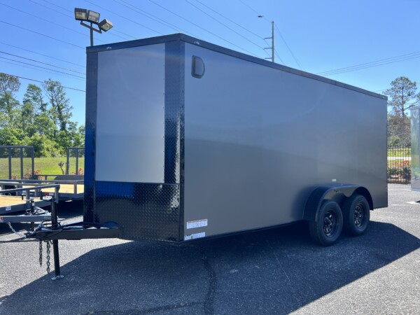 J&C 7x16TA Enclosed Trailer – Charcoal Blackout & Screwless PolyCore Exterior