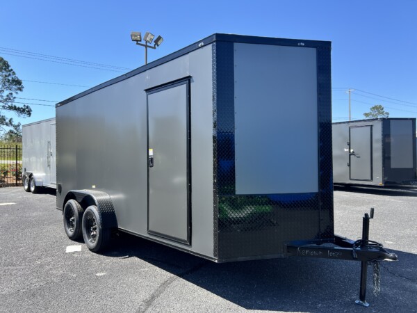 J&C 7x16TA Enclosed Trailer – Charcoal Blackout & Screwless PolyCore Exterior for sale online