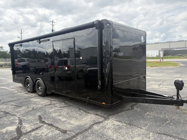Experience premium hauling with the Spartan Cargo S8.5x24TA Race Car Trailer—fully loaded with gullwing doors, high-end features, and race-ready performance.