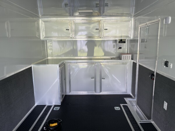 Rock Solid 8.5x32 Race Car Trailer – Loaded, A/C, Cabinets, 7000lb Torsion Axles for Sale in White & Silverfrost
