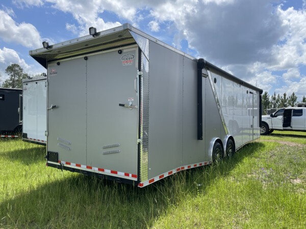Rock Solid 8.5x32 Race Car Trailer – Loaded, A/C, Cabinets, 7000lb Torsion Axles for Sale in White & Silverfrost