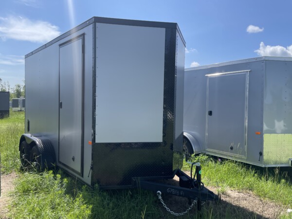 6x12 Silver Blackout Enclosed Cargo Trailer for Sale by Rock Solid Cargo. In stock and ready to be picked up or delivered.
