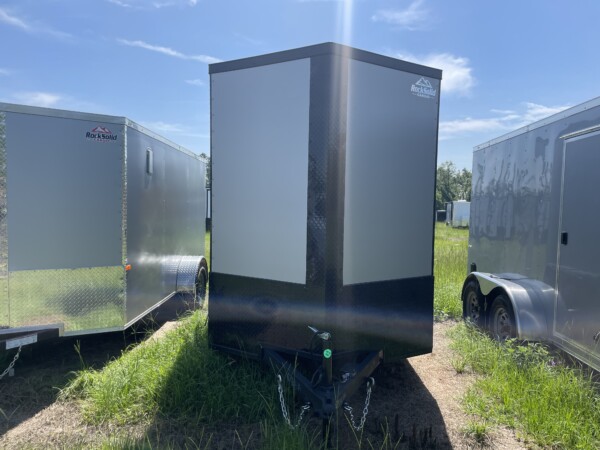 6x12 Silver Blackout Enclosed Cargo Trailer for Sale by Rock Solid Cargo. In stock and ready to be picked up or delivered.
