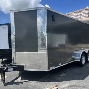 Find the Freedom Trailers 7x16 TA Enclosed Cargo Trailer in Gray at unbeatable prices. Durable, secure, and perfect for all your hauling needs. Shop now!