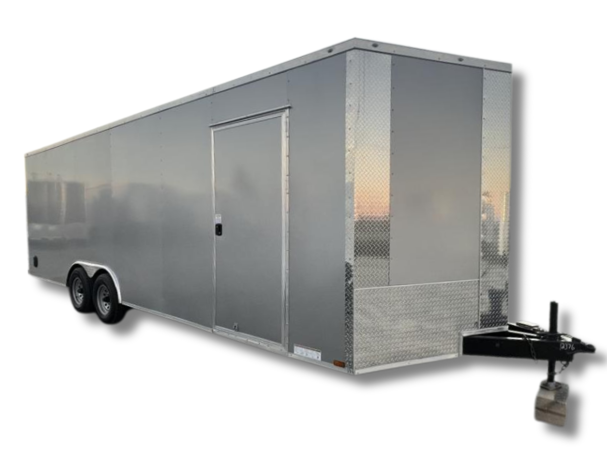8.5x20 XTREME CARGO TRAIELR, ENCLOSED TRAILERS FOR SALE , silver trailer