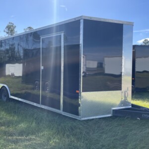8.5x24 tandem axle enclosed cargo trailer with PolyCORE exterior, semi-screwless construction, 5,200 lb axles, and extended triple tube tongue