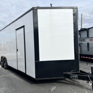 Deep South 8.5x24 enclosed car hauler with Polycore exterior, blackout package, escape door, screwless exterior, and mag wheels.