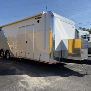 Rock Solid Cargo 8.5x28 Race Trailer White Silver Two Tone Enclosed Cargo Trailer