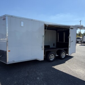 White Rock Solid Cargo 8.5x18 tandem axle enclosed trailer with gull wing door and heavy duty ramp